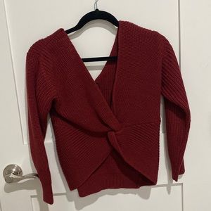 Red twist front sweater